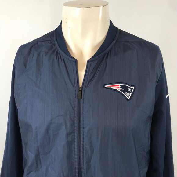 NIKE NFL ~ MENS MEDIUM ~ NAVY BLUE NEW ENGLAND PATRIOTS FULL ZIP JACKET - Picture 2 of 9